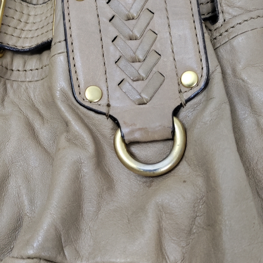 JUICY COUTURE Taupe Leather Satchel Shoulder Bag Handbag - Picture 10 of 12